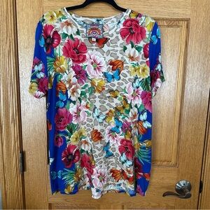 Johnny Was Mayflower Leopard Butterfly Favorite Tee Size Large